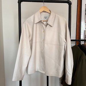 Cream Faux Leather Jacket